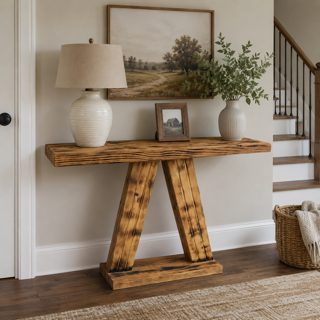 Handcrafted rustic console table built to make a statement 🌾